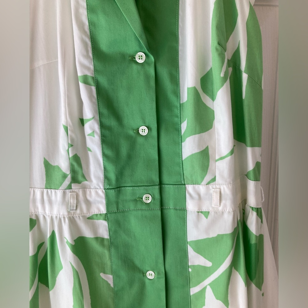Yves Cossette Depeche Mode Vintage Green/White Collared Halter Dress 10 - Picture 7 of 11